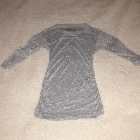 Free People grey/ silver gathered jersey style top - Picture 6 of 8